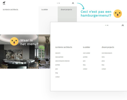 menu verstoppen achter letter 'm'