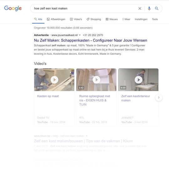zoekresultaat in google