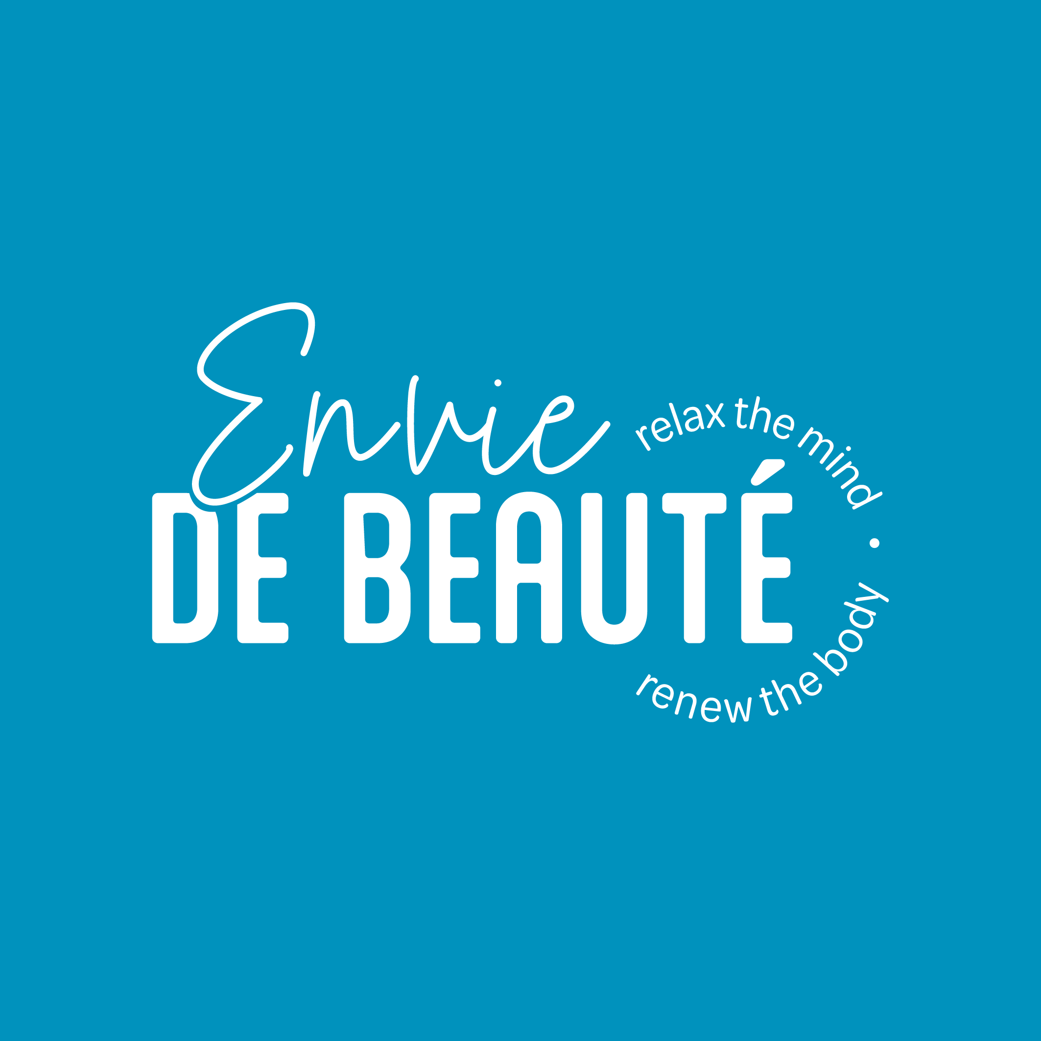 Logo Envie De Beauté Cmyk Met Marge Blauwe Achtergrond