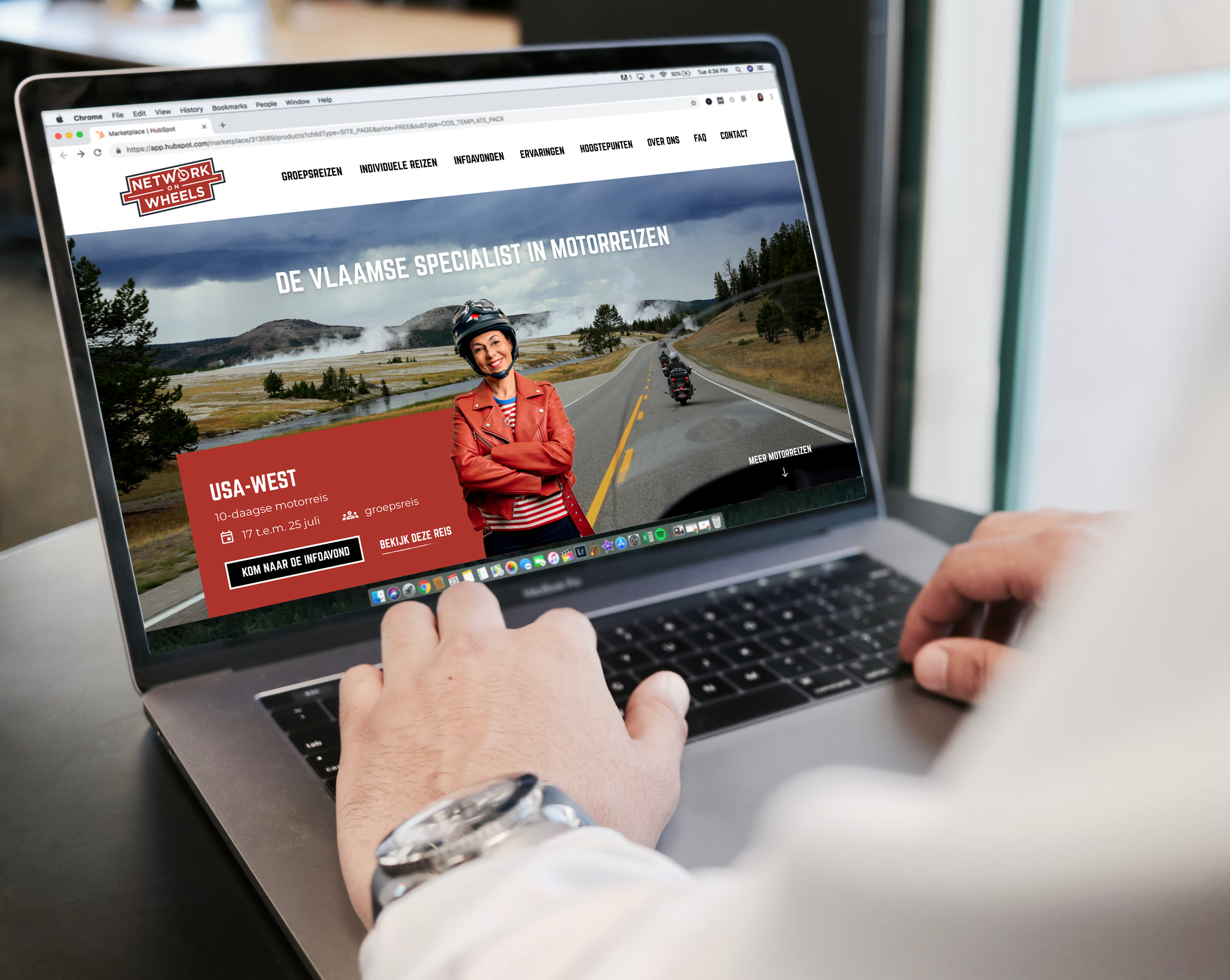 networkonwheels homepagina op laptop